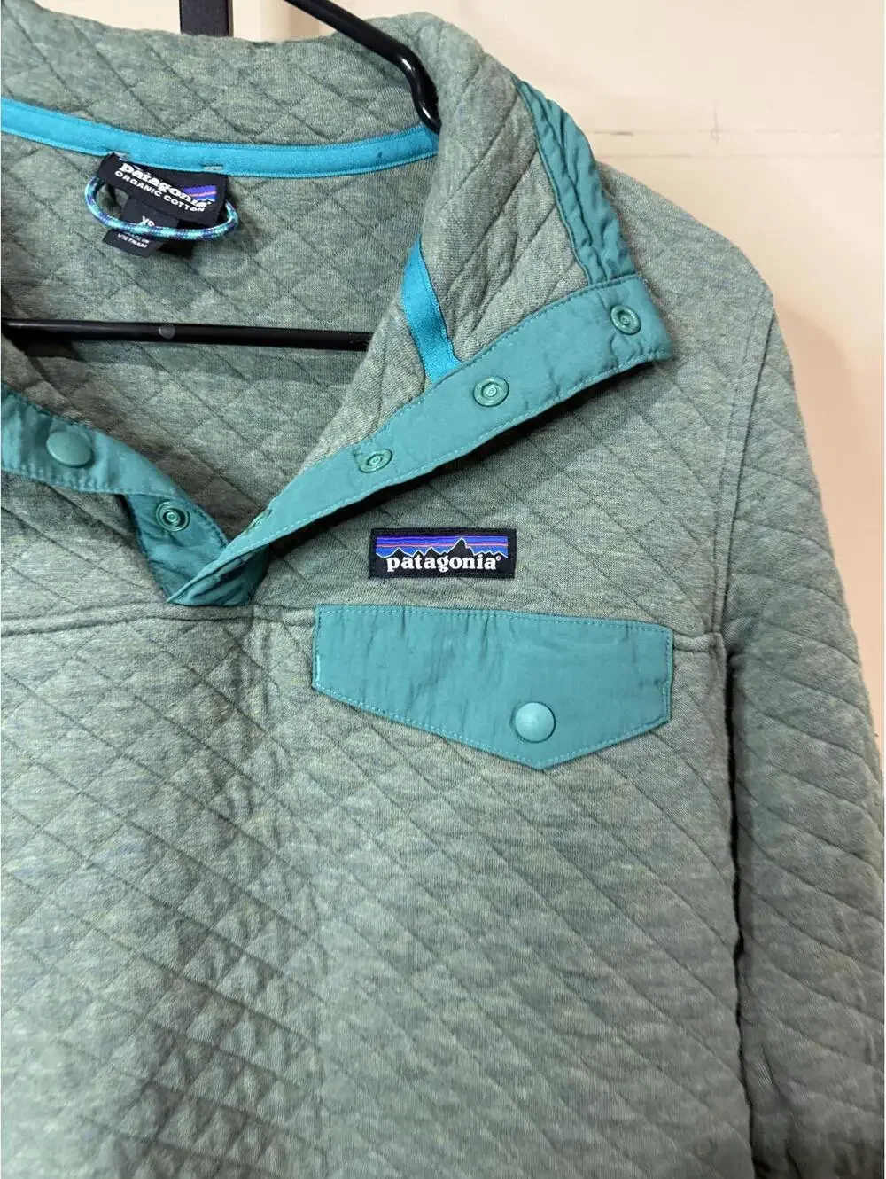 Patagonia Women's Green XS Quilted Pullover Jacket Organic Cotton